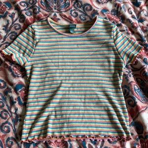 Rainbow striped crop top size small very stretchy